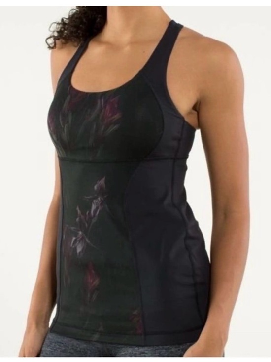 lululemon athletica Tops - lululemon athletica Black Tank Top with Subtle Floral Print